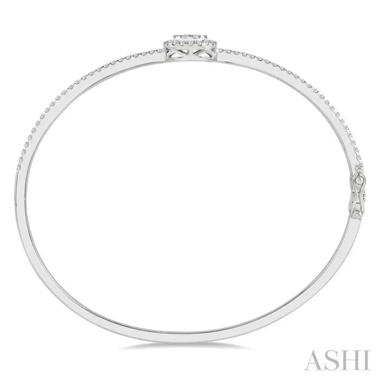 1 ctw Circular Lovebright Round Cut Diamond Stackable Bangle in 14K White Gold