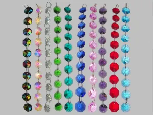 10 Strands 14mm Rainbow Multi Colours Octagon Chandelier Drops Cut Glass Crystals Garlands Beads Droplets