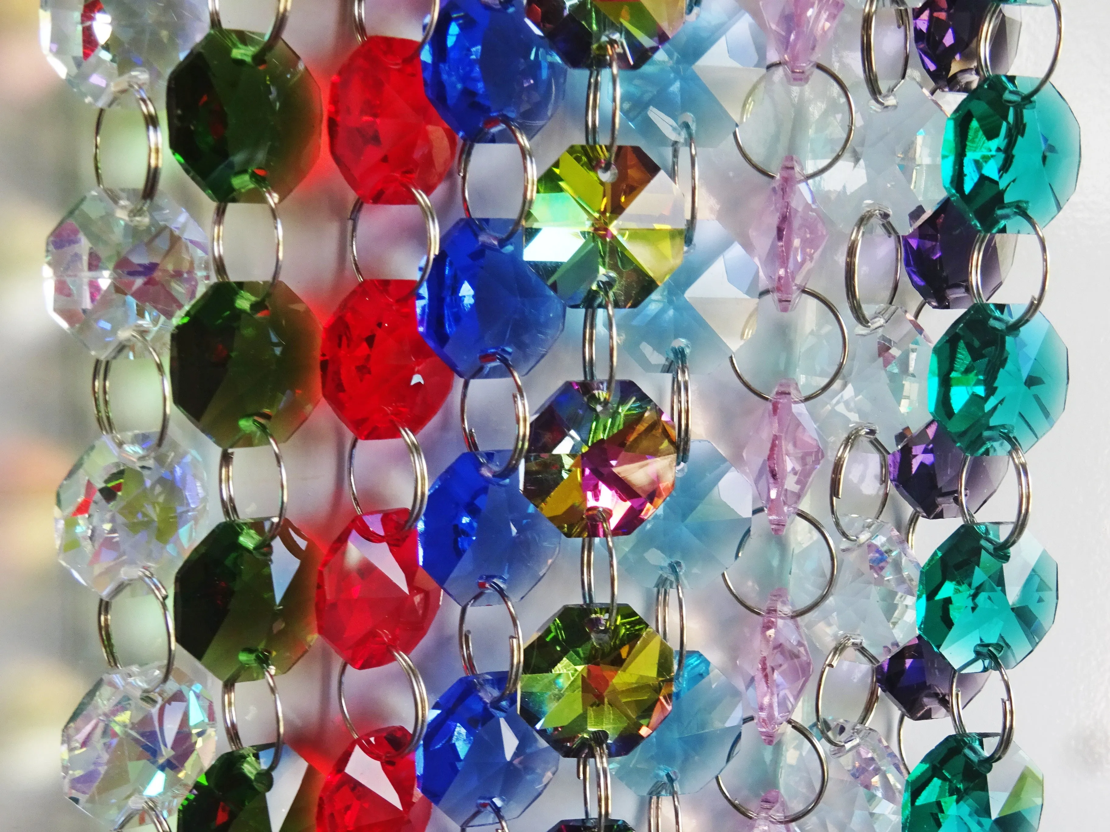 10 Strands 14mm Rainbow Multi Colours Octagon Chandelier Drops Cut Glass Crystals Garlands Beads Droplets