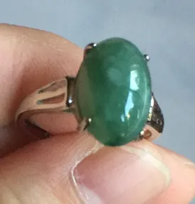 100% natural type A green four-prong jadeite jade ring BP143