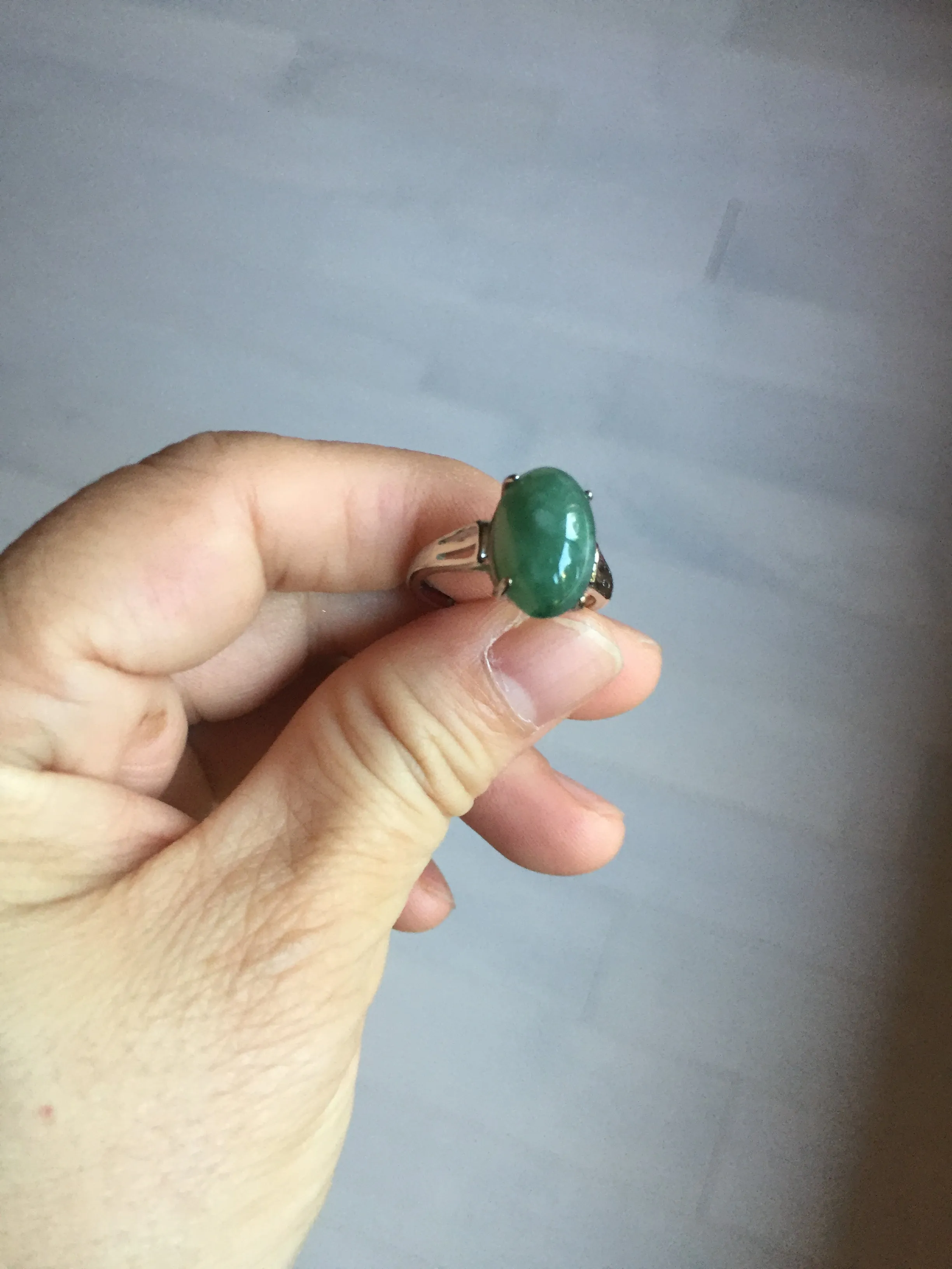 100% natural type A green four-prong jadeite jade ring BP143