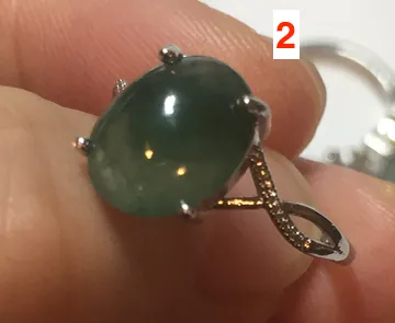 100% natural type A icy watery green dark green four-prong jadeite jade ring group BP144