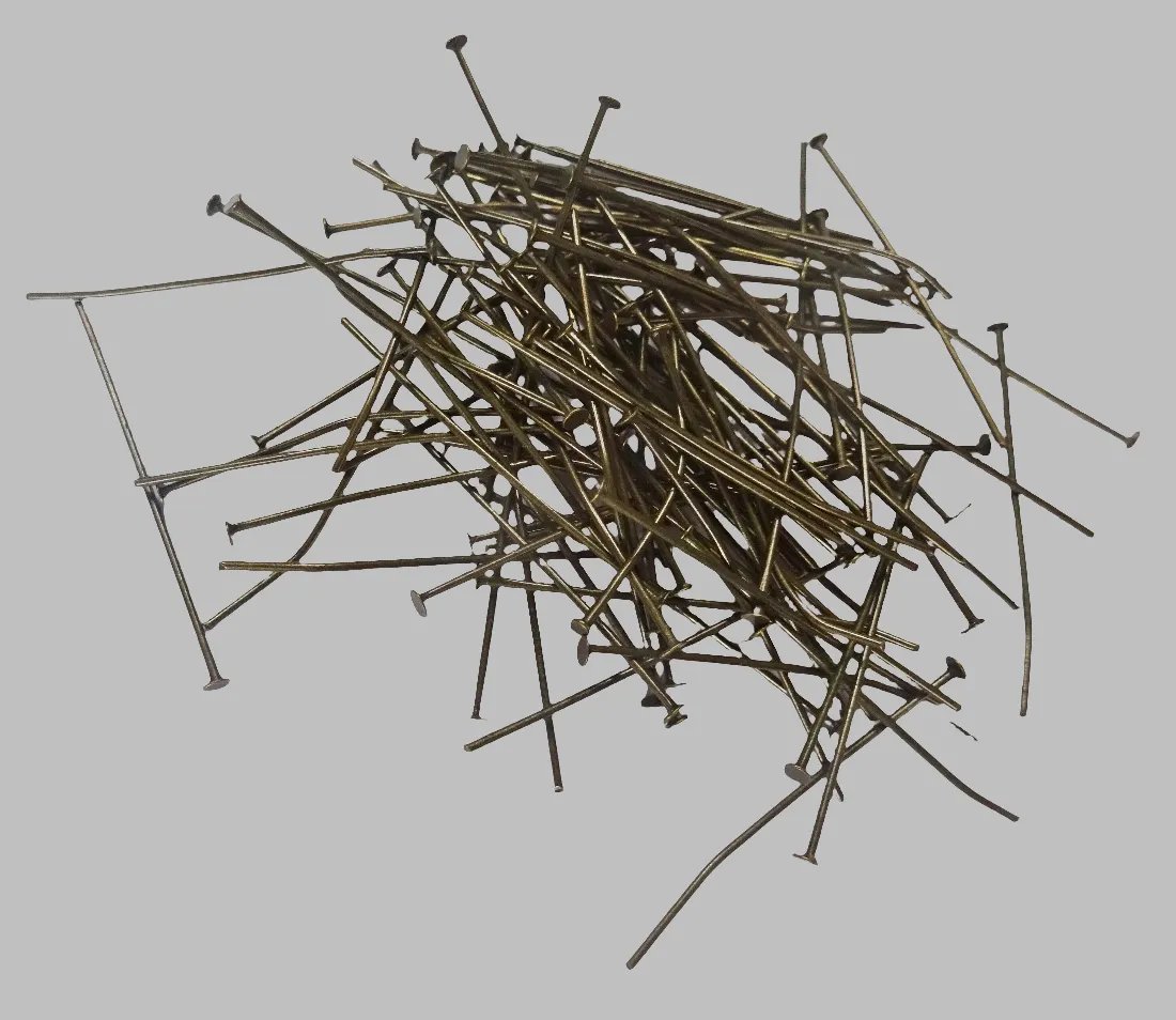 100 x 38 mm 1.5" Headed Pins Antique Brass for Chandelier Links Glass Droplets Crystals Beads Drops