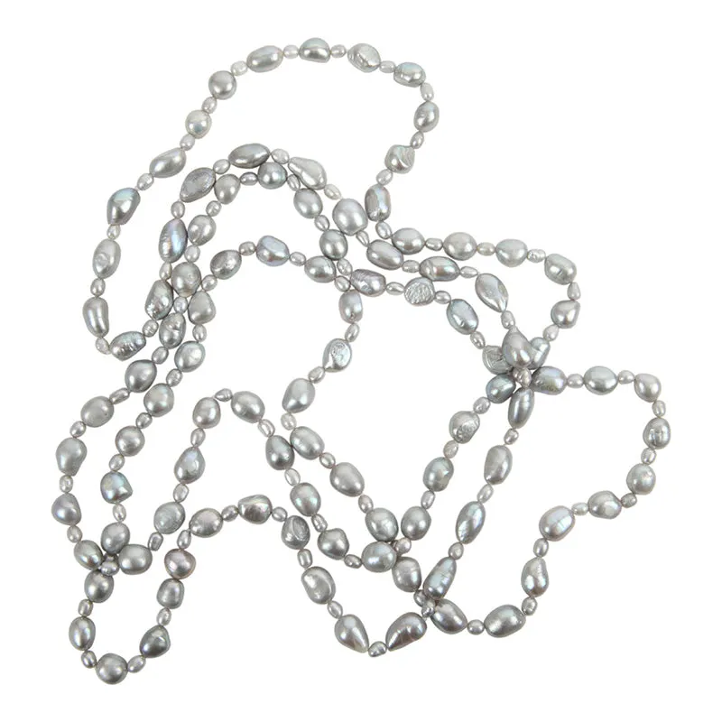 114-07 | GRAY 60" ALTERNATING BAROQUE NECKLACE