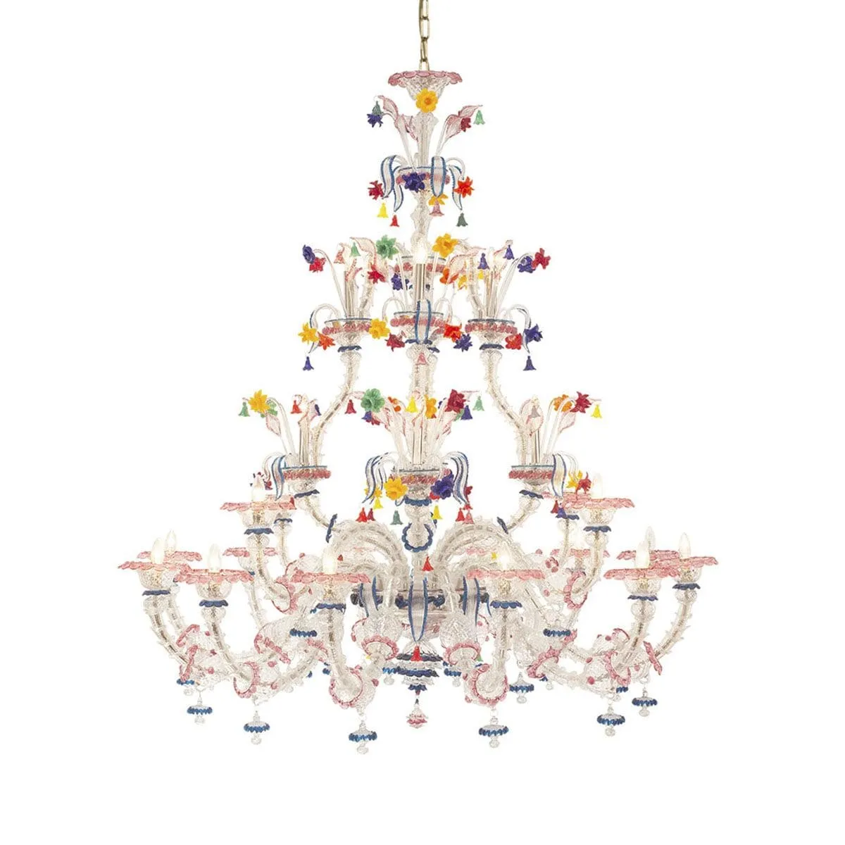 12 4 4 Light Rezzonico Chandelier with Polychrome Flowers