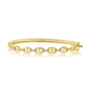 14K Gold & Diamond Stackable Link Bangle - 0.14ct