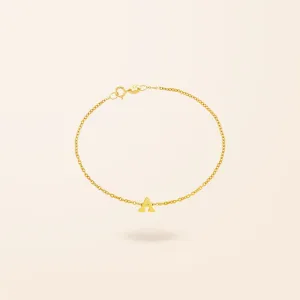 14K Gold One Initial Bracelet