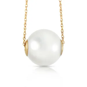 14K Solid Yellow Gold Necklace w/ 16.0 mm White Shell Pearl