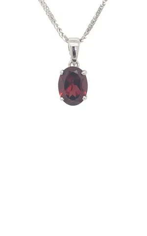 14K WHITE GOLD GARNET PENDANT  G12056