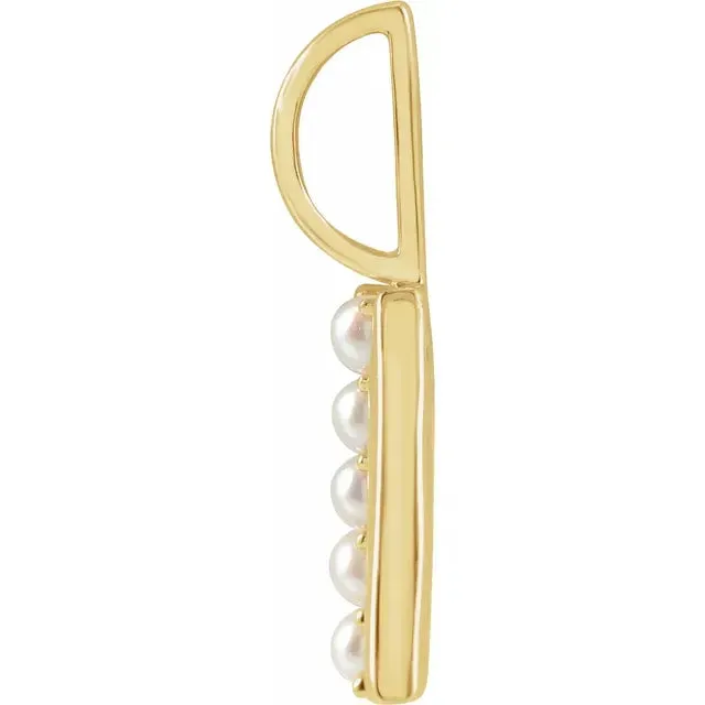 14K Yellow Gold Cultured White Pearl Initial A Charm/Pendant