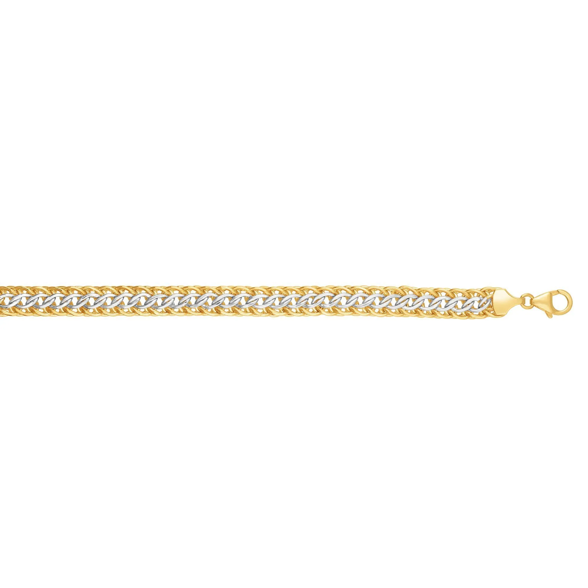 14kt Gold 7.5 inches Yellow White Finish 8mm Shiny Dome Reversible Sadusa Bracelet with Lobster Clasp