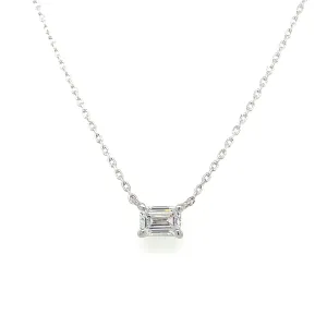 18ct White Gold 0.52ct Emerald Cut Laboratory Grown Diamond Pendant