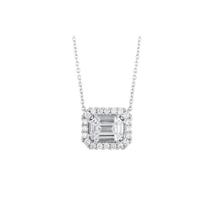 18K White Gold Diamond Cluster Pendant Necklace