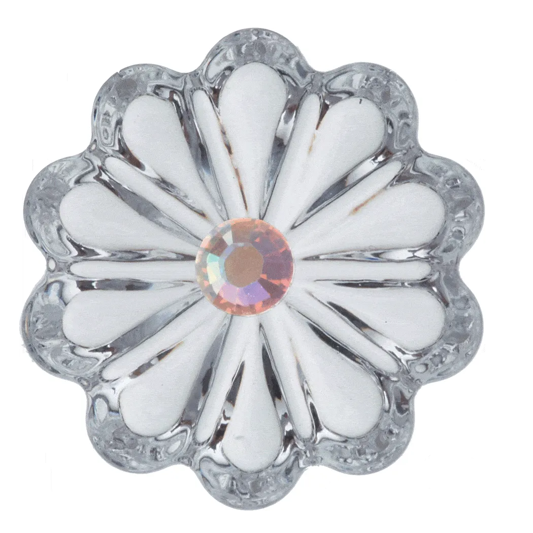 35 mm Clear Rosette with Rhinestone (Box of 6) Magnetic Chandelier Crystal TrimKit®