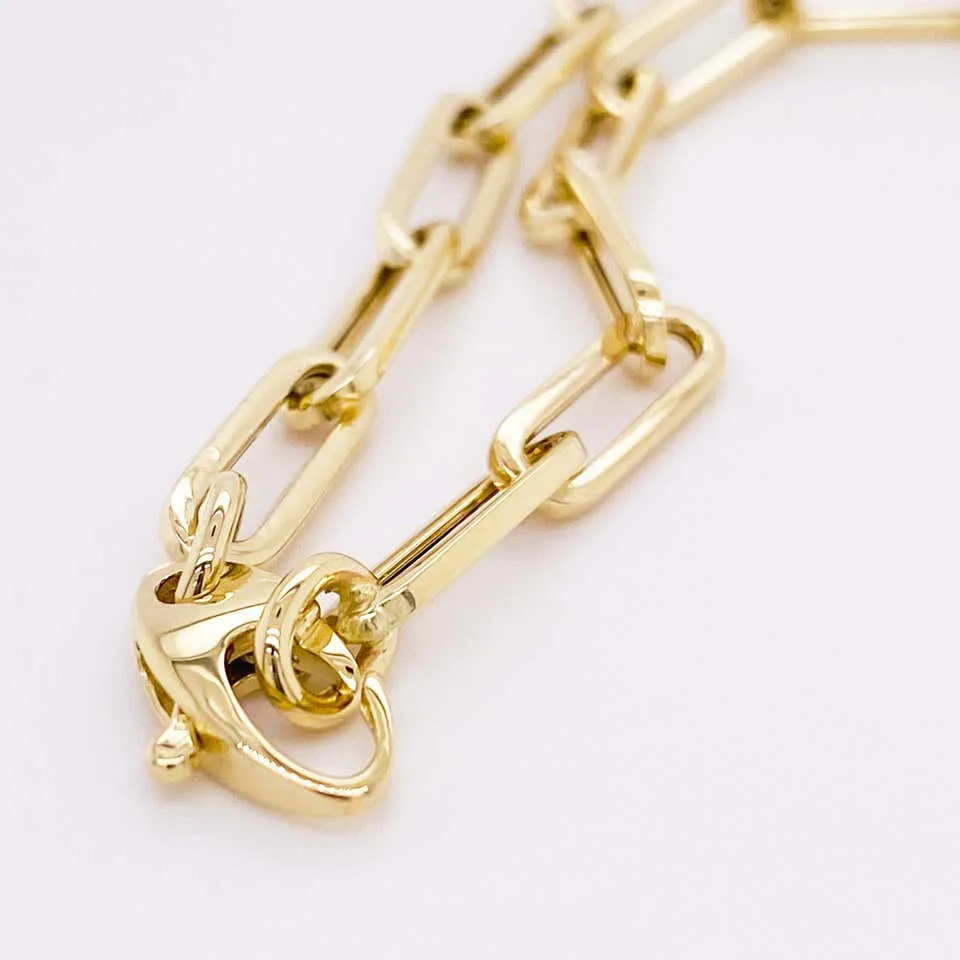 4.2mm Gold Paperclip Bracelet 7.5 Inch