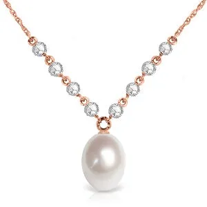 4.8 Carat 14K Solid Rose Gold White Chocolate Pearl Diamond Necklace