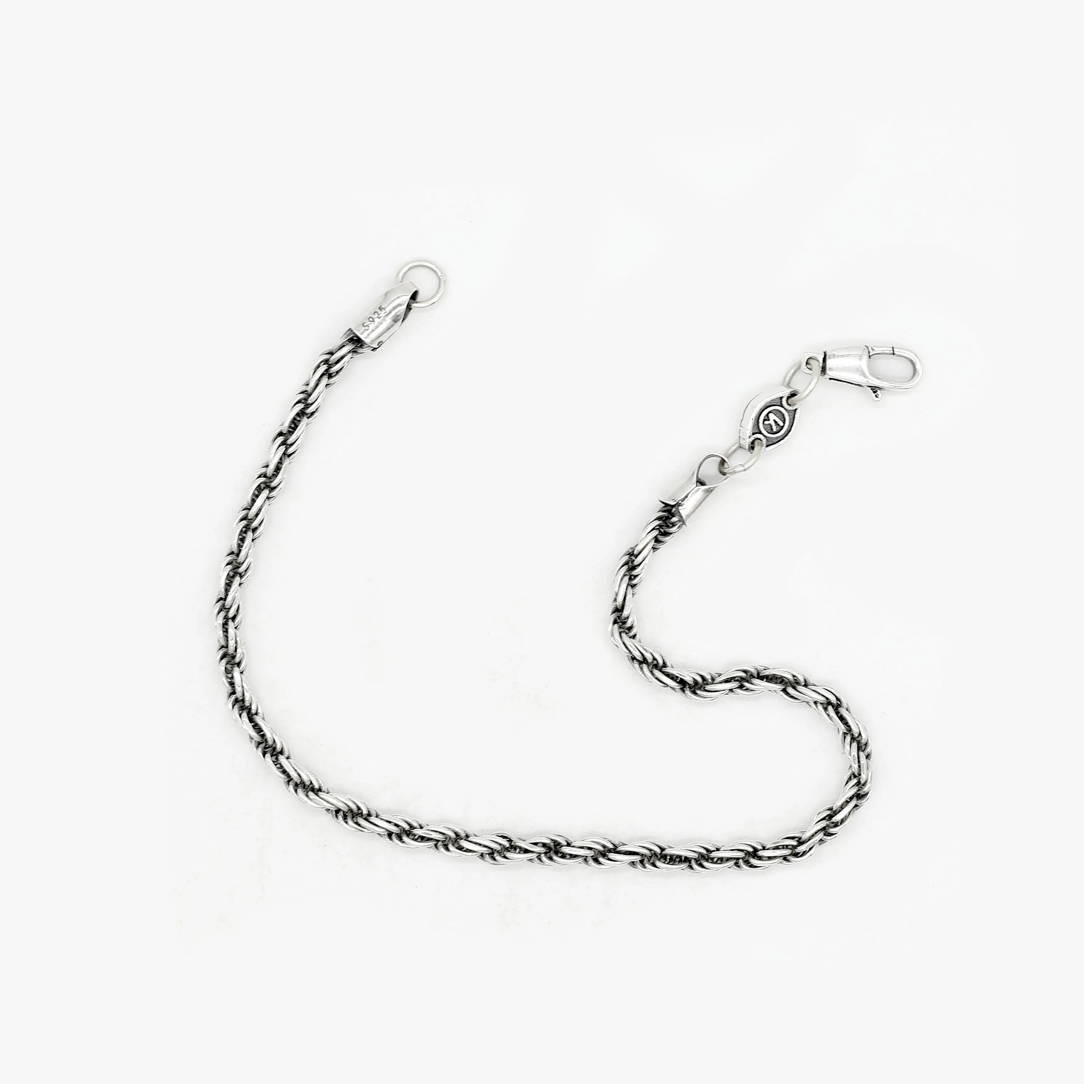 4mm Sterling Silver Rope Chain Bracelet