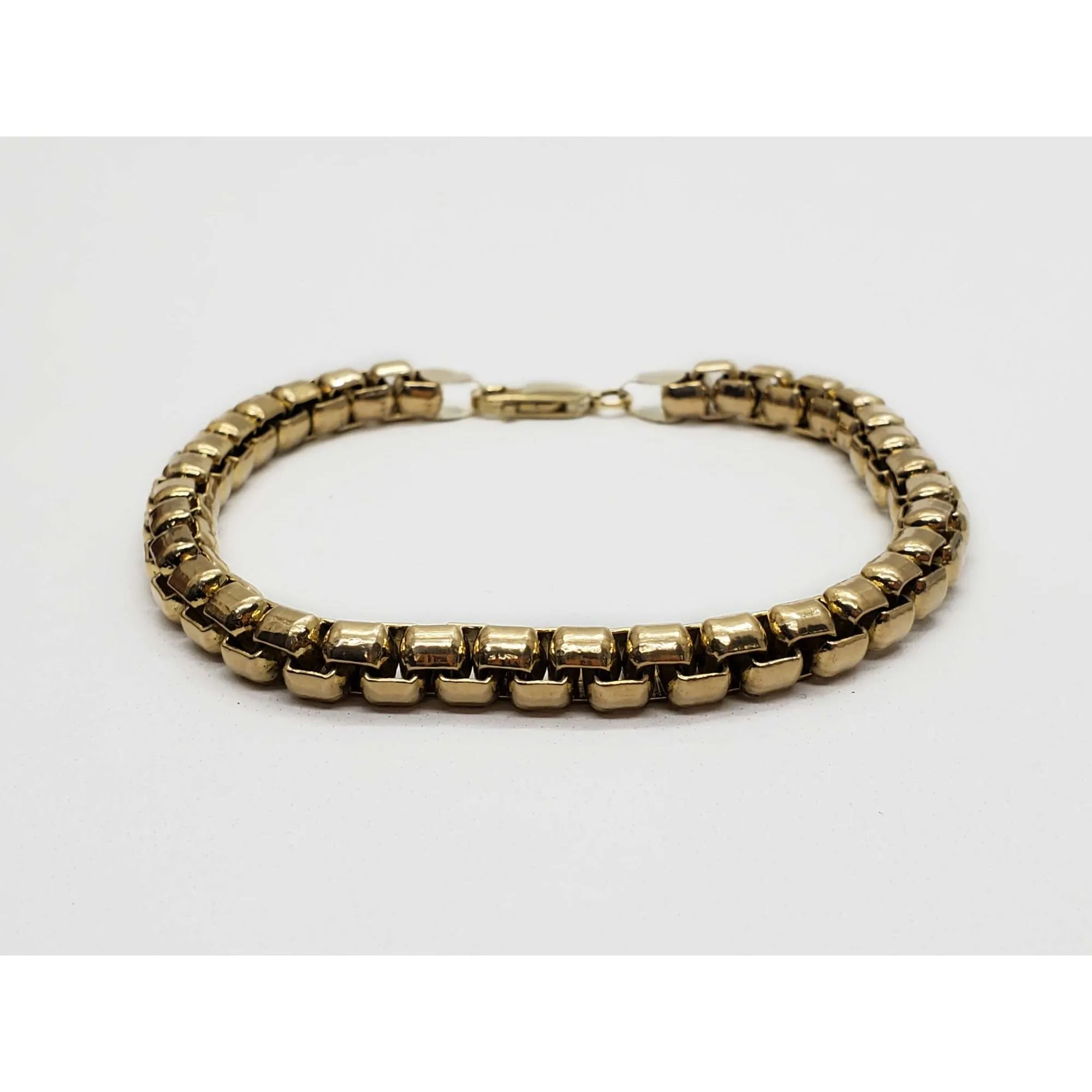 7.2mm Wide Round Box Chain Bracelet 10k Gold 46.5 Grams