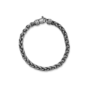 8" Black Rhodium Brushed Wheat Chain Bracelet