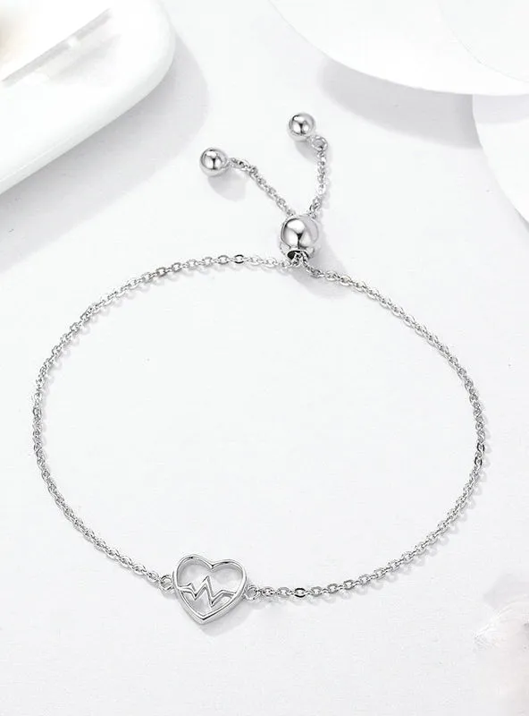 925 Sterling Silver Of Love Sweetheart Heart Bracelet