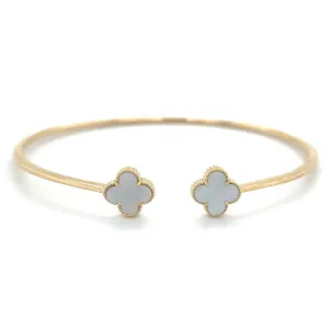 9ct Yellow Gold Mother Of Pearl Clover Bangle