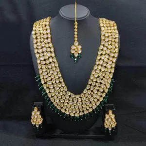 Abstract Long Emerald Rani Haar Necklace Set