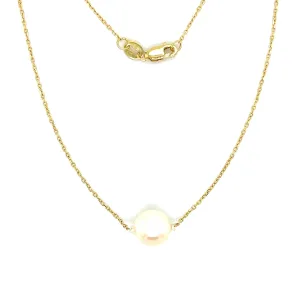 Add-a-Pearl Necklace with One 8mm White Pearl in 14K Yellow Gold