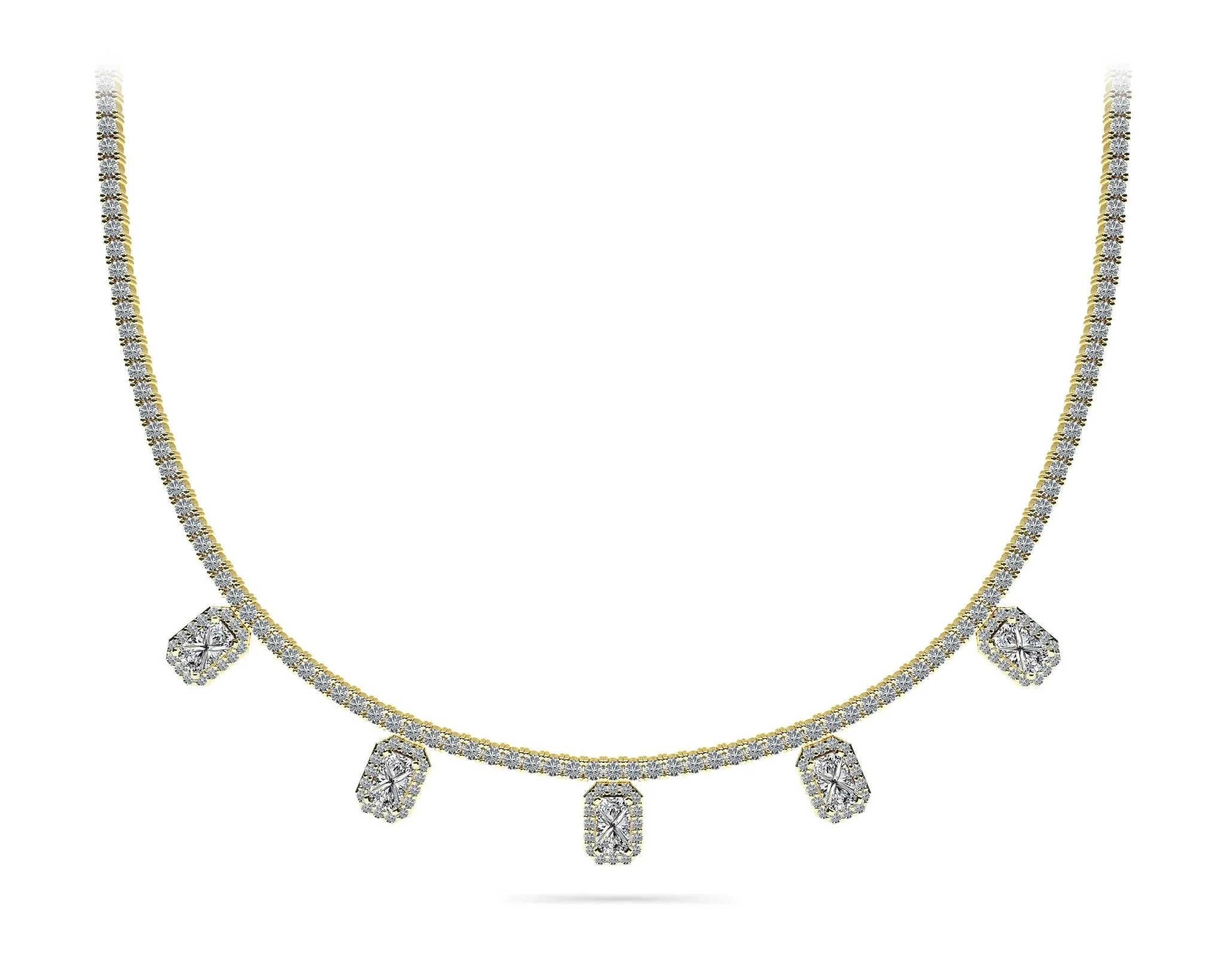 Alluring Diamond Tennis Lab-Grown Diamond Necklace with 9.36 ct.(finished) 6x4mm, 1mm, 2.2mm