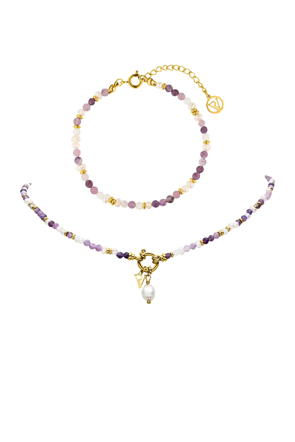 Amalfi Lilac Bead Set Gold