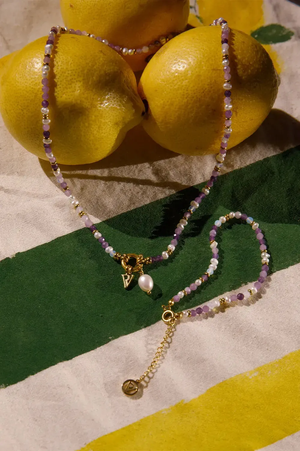 Amalfi Lilac Bead Set Gold