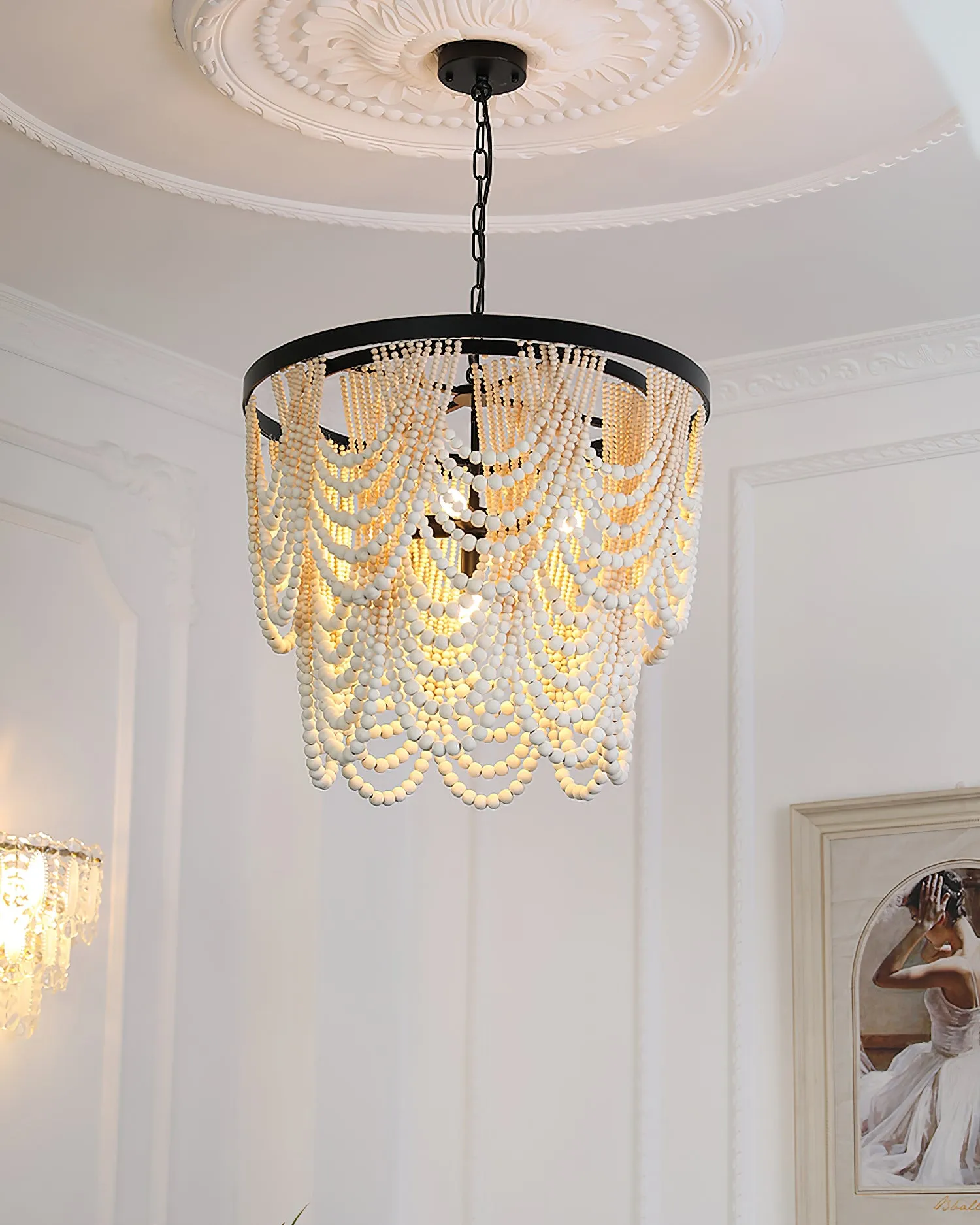 Amelia Wood Bead Chandelier