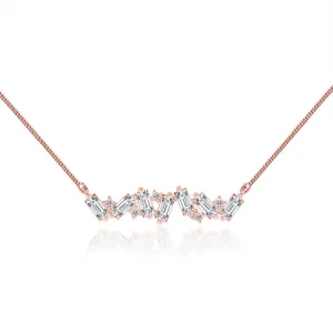 ARA - Lab Diamond Emerald & Round Mix Cluster Statement Necklace 18k Rose Gold