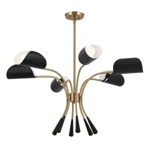 Arcus 39 in. 6 Lights Chandelier Champagne Bronze Finish with Black shade