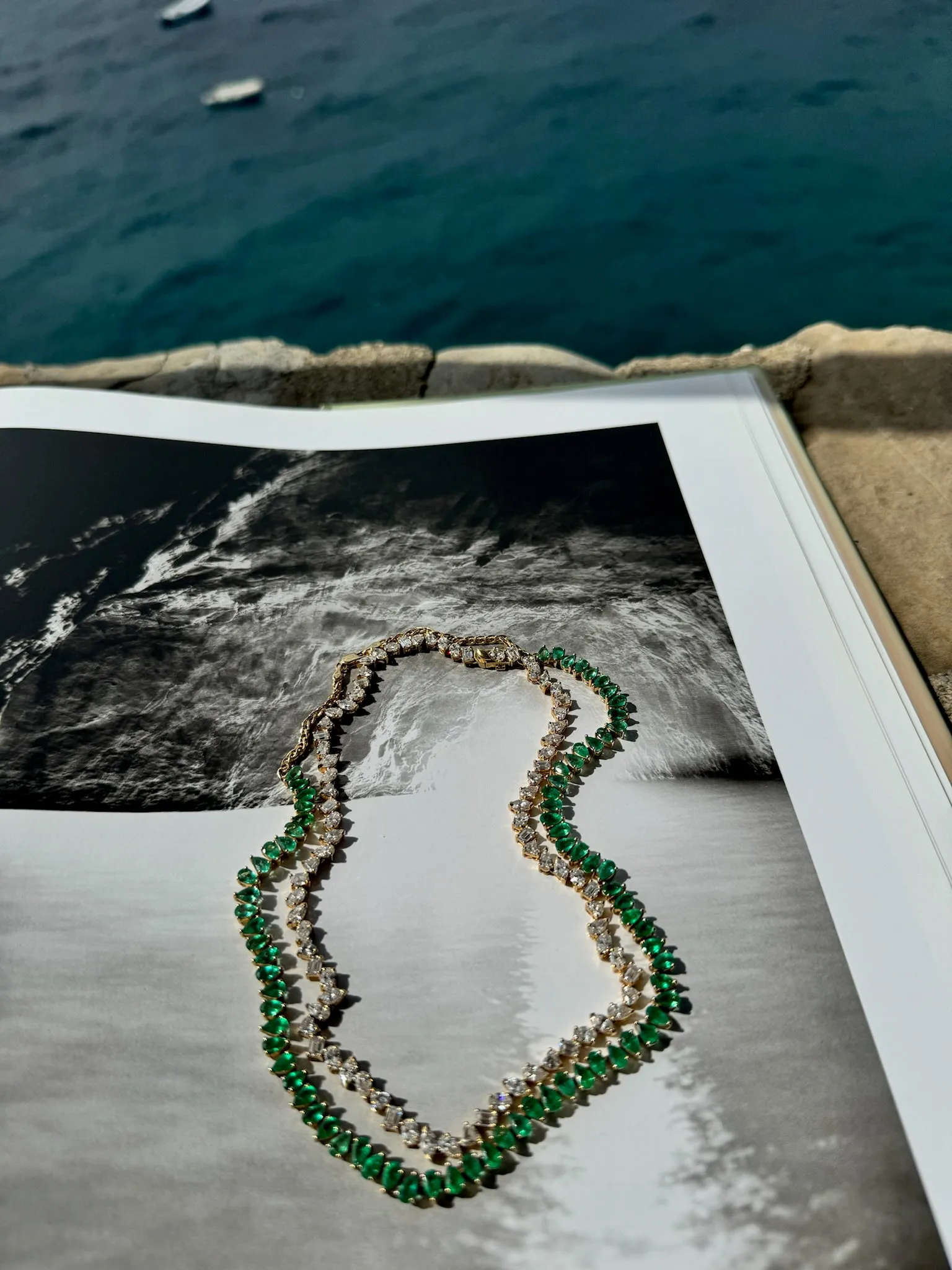 Baby Reverse Water Drop Emerald Tennis Necklace | Ready to Ship