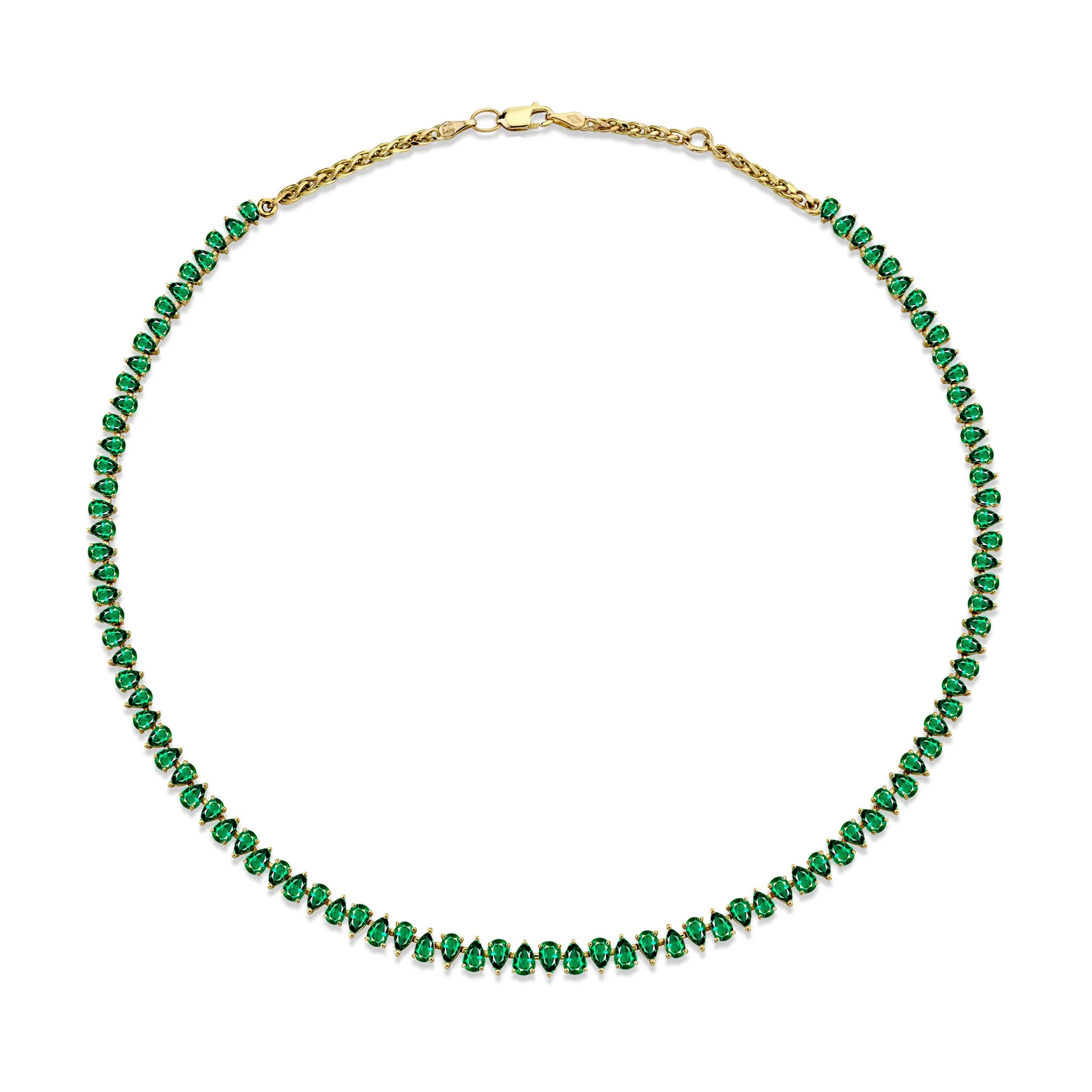 Baby Reverse Water Drop Emerald Tennis Necklace | Ready to Ship