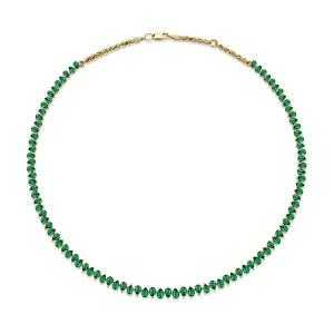 Baby Reverse Water Drop Emerald Tennis Necklace | Ready to Ship