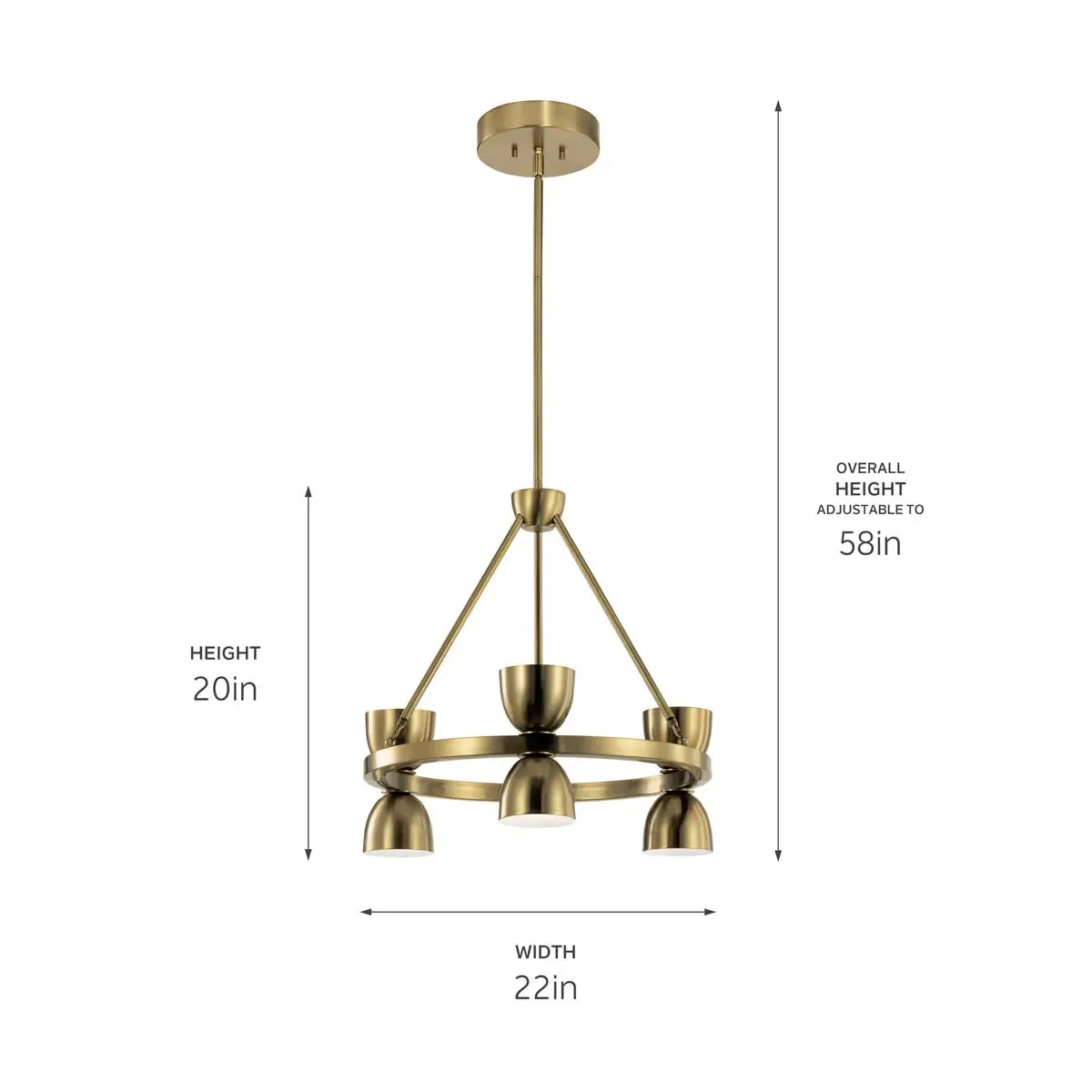 Baland 22 in. 6 Lights LED Chandelier Brass Finish