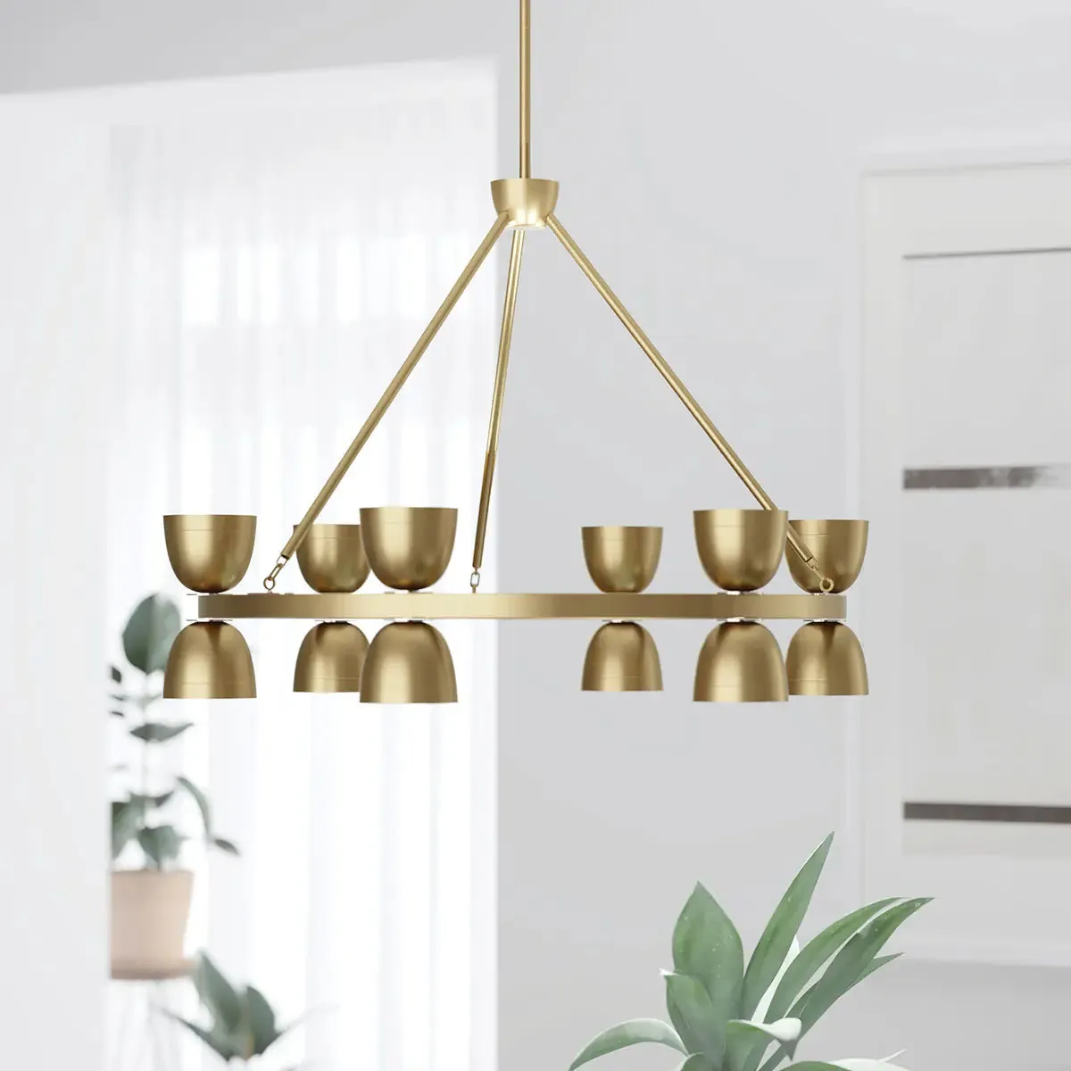 Baland 31 in. 12 Lights LED Chandelier Brass Finish