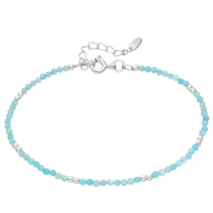 Beaded Amazonite Bracelet In Sterling Silver