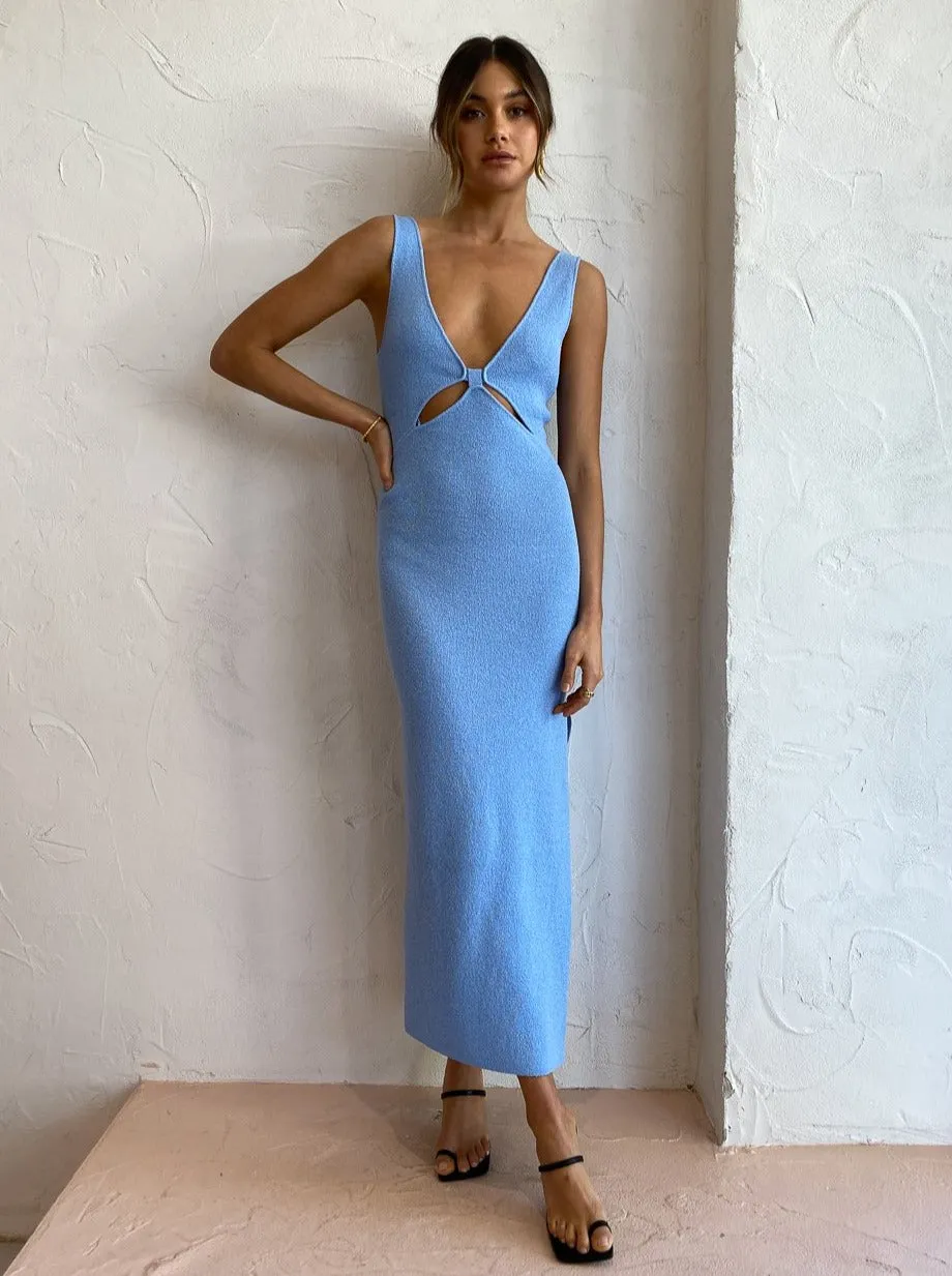 Bec and Bridge Zahara Knit Midi Dress in Sky Blue