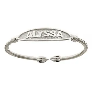 Better Jewelry NAME PLATE Adult Oval Bangle .925 Sterling Silver (26 grams)