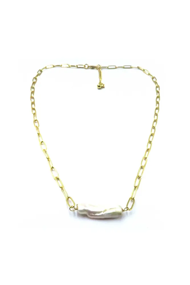 Big Chain Pearl Necklace