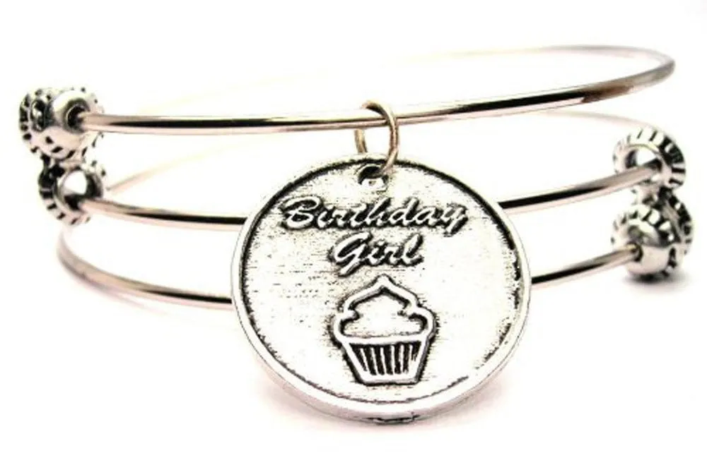 Birthday Girl Triple Style Expandable Bangle Bracelet