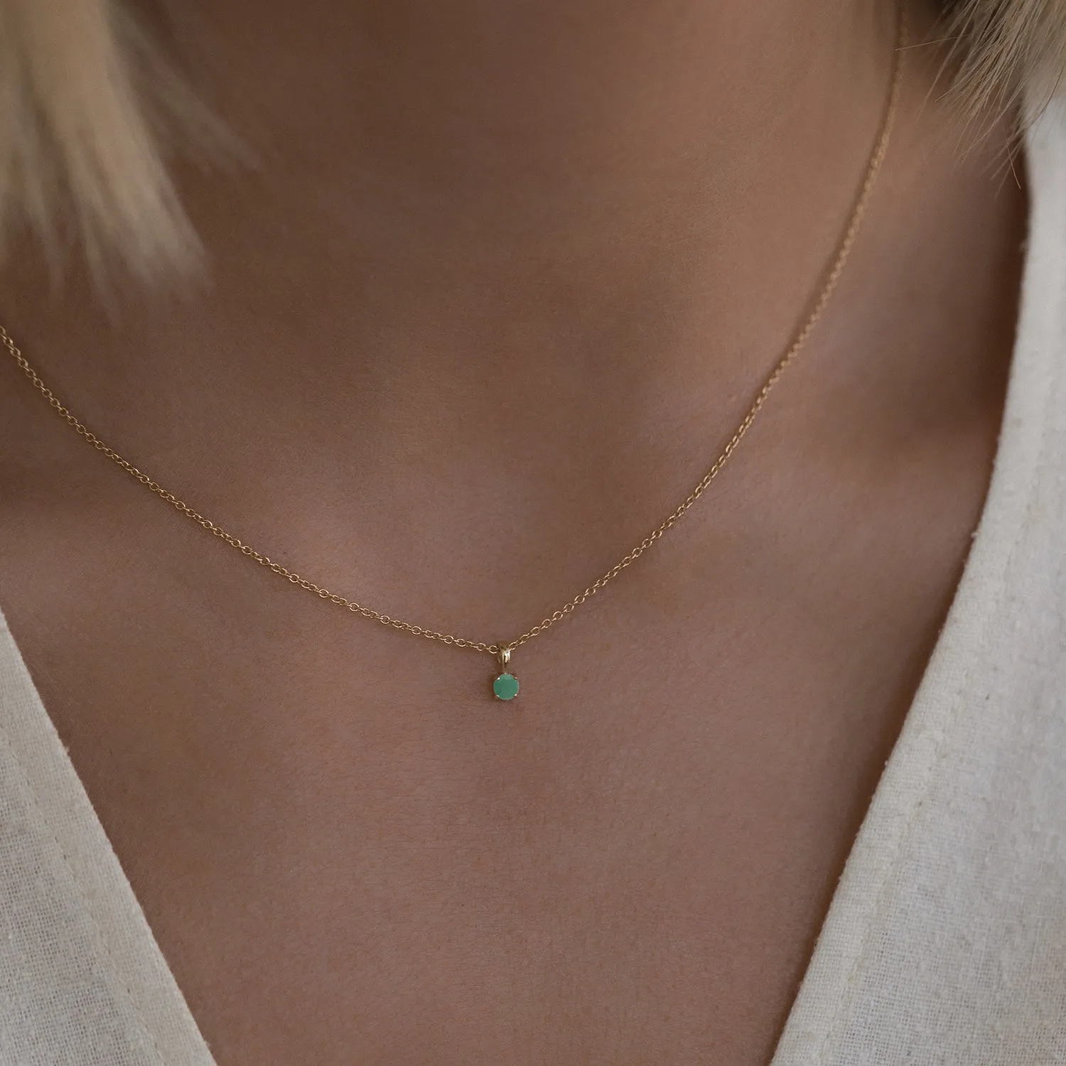 Birthstone Necklace | Gold & Emerald