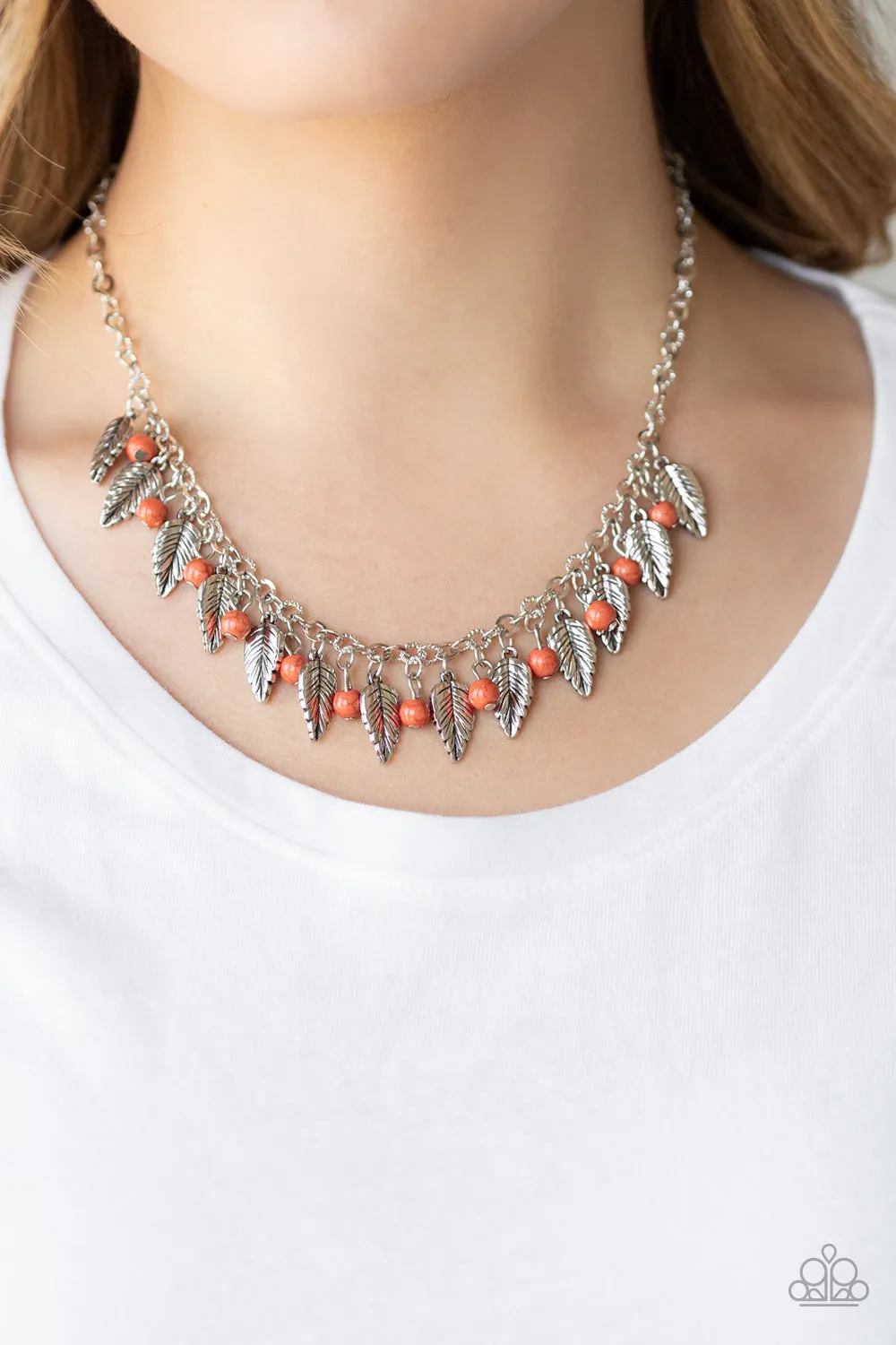 Boldly Airborne - Orange Necklace