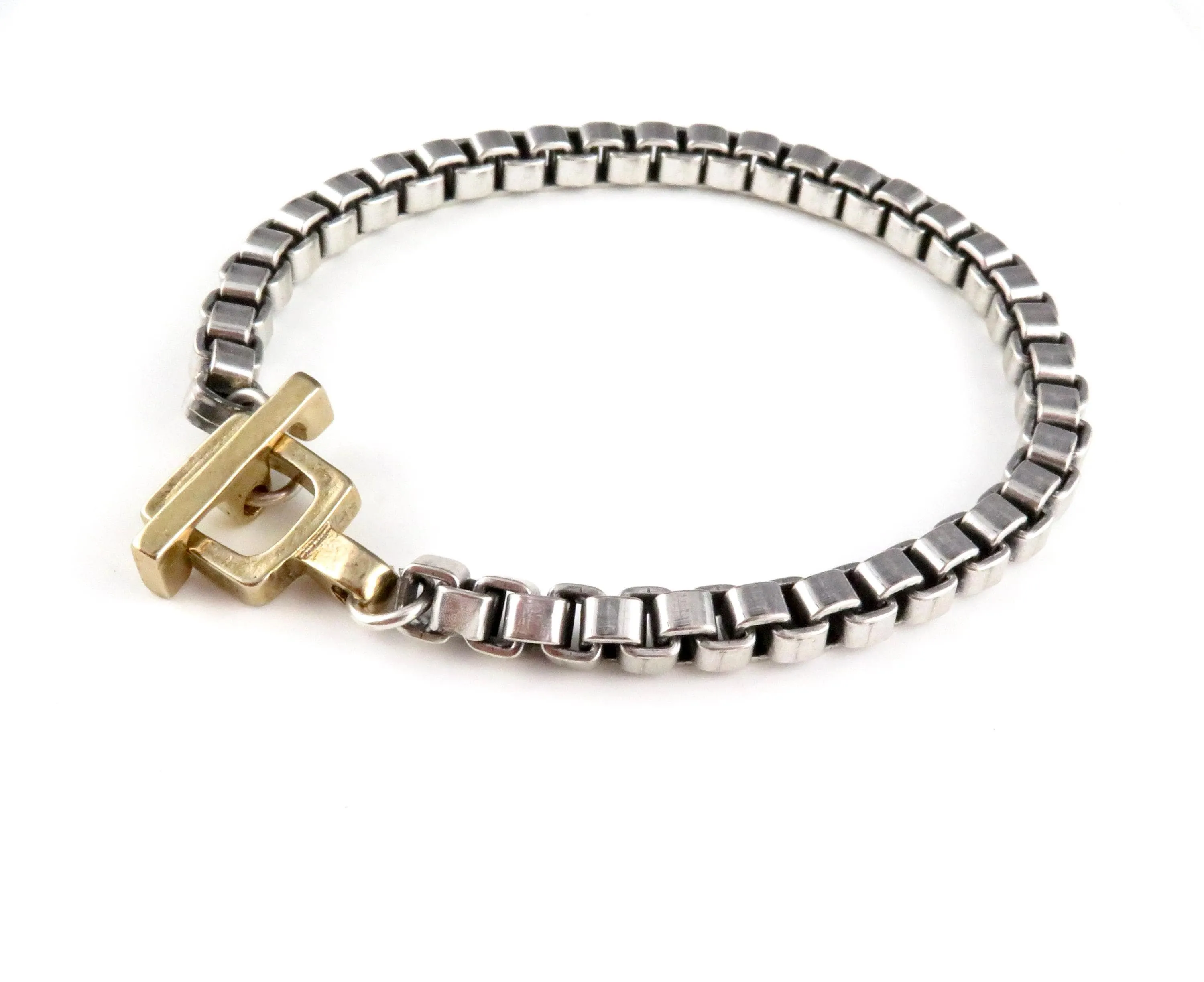 Box Chain Bracelet with Square Toggle