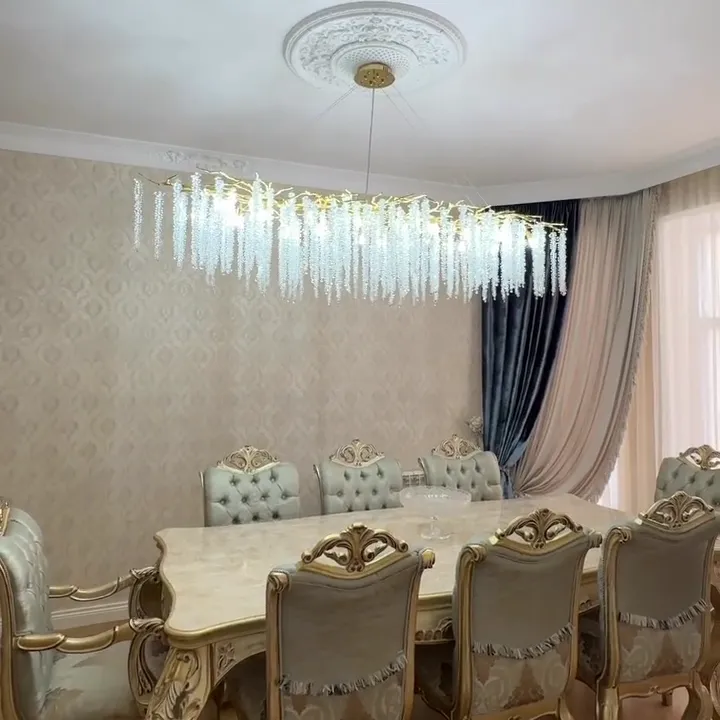 Branch Style Ceiling Light Crystal icicle Chandelier For Dining Table for Modern Home