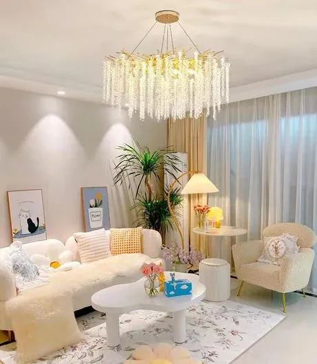 Branch Style Ceiling Light Crystal icicle Chandelier For Dining Table for Modern Home