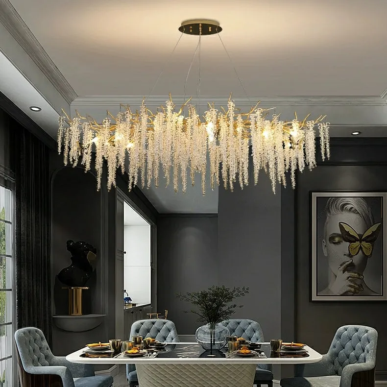 Branch Style Ceiling Light Crystal icicle Chandelier For Dining Table for Modern Home