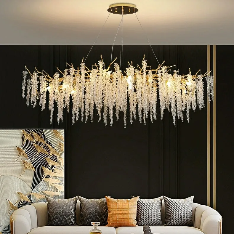 Branch Style Ceiling Light Crystal icicle Chandelier For Dining Table for Modern Home